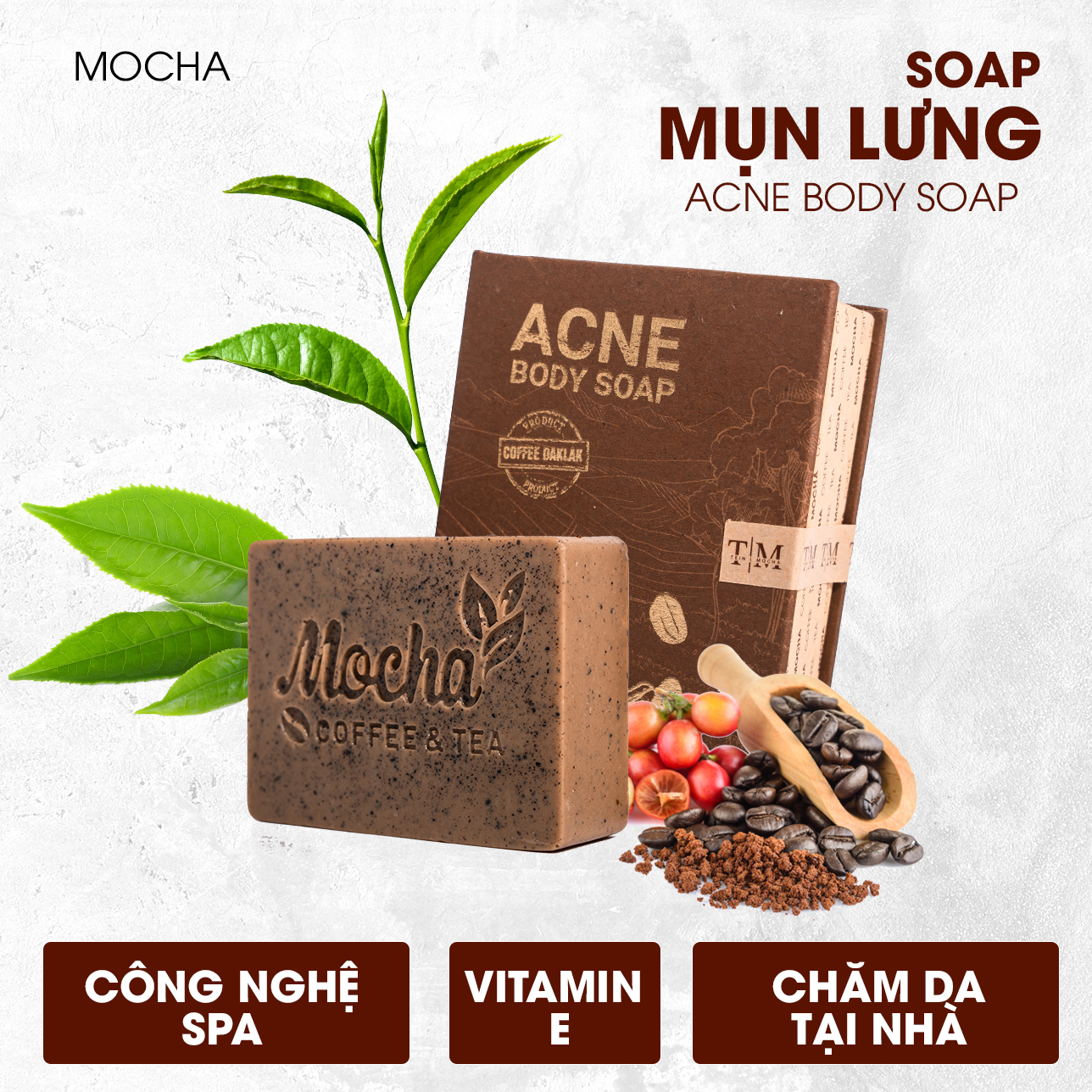 Xà Phòng Giảm Mụn Lưng Mocha Acne Body Soap