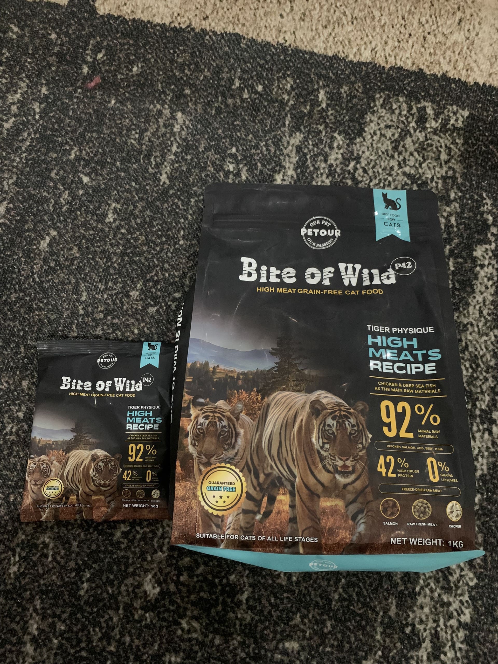 Hạt không ngũ cốc cho mèo mọi lứa tuổi bite of wild petour - gói 50g, 1kg
