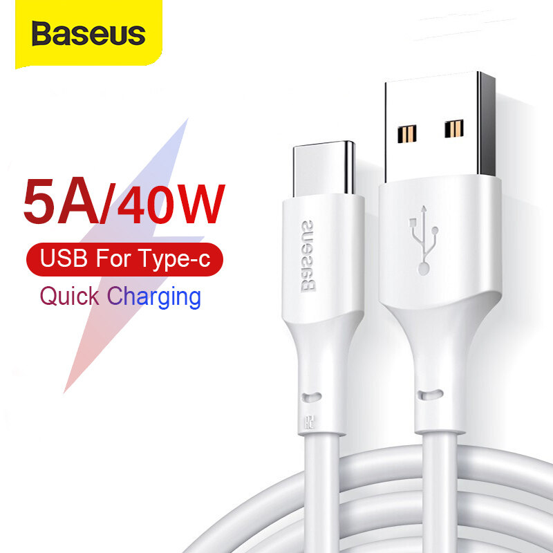 Baseus 5A USB C Cáp Cho Samsung S10 S9 Loại USB C Cáp Sạc Nhanh 3.0 Nhanh Chóng Sạc Cho Huawei P30 Xiaomi USB-C Dây Sạc