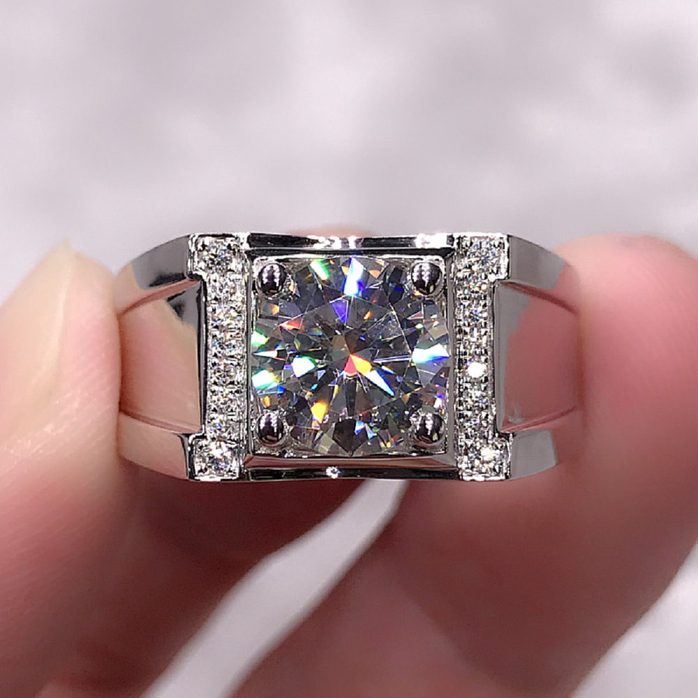 %E3%80%90I%20was%20hyped%20up%E3%80%91Chiba%2018K%20White%20Gold%20Moissanite%20Men's%20Diamond%20Ring%20Men's%20Rose%20Gold%201%20Diamond%20Ring%20Sandblasted%20Frosted%20White%20Gold%20Ring%20-%20Image%202