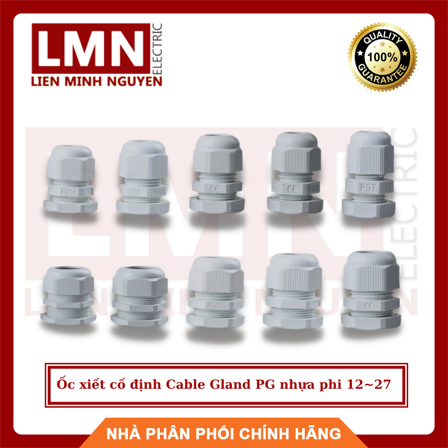 (Combo 10) Ốc xiết cố định Cable Gland PG nhựa phi 12~27