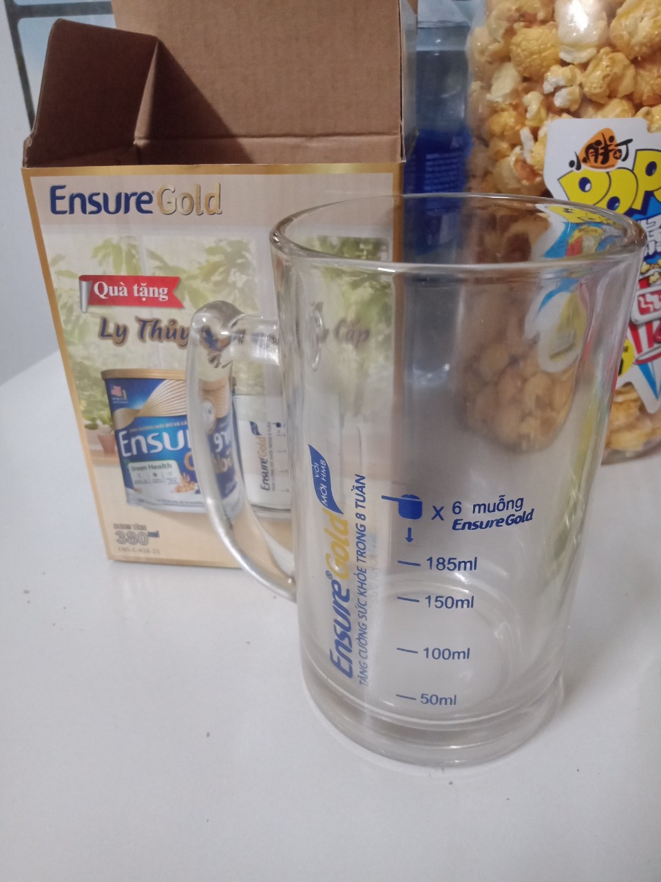 [ COMBO 6 LY] LY THUỶ TINH CÓ QUAI LY CHIA VẠCH ENSURE