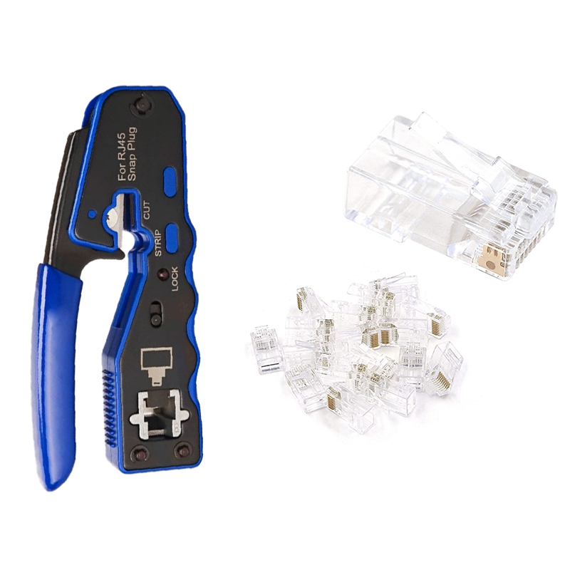 Tools Modular Rj45 Ethernet RJ45 Pass Through Crimping Tool Bundle with CAT6 RJ45 Pass ...