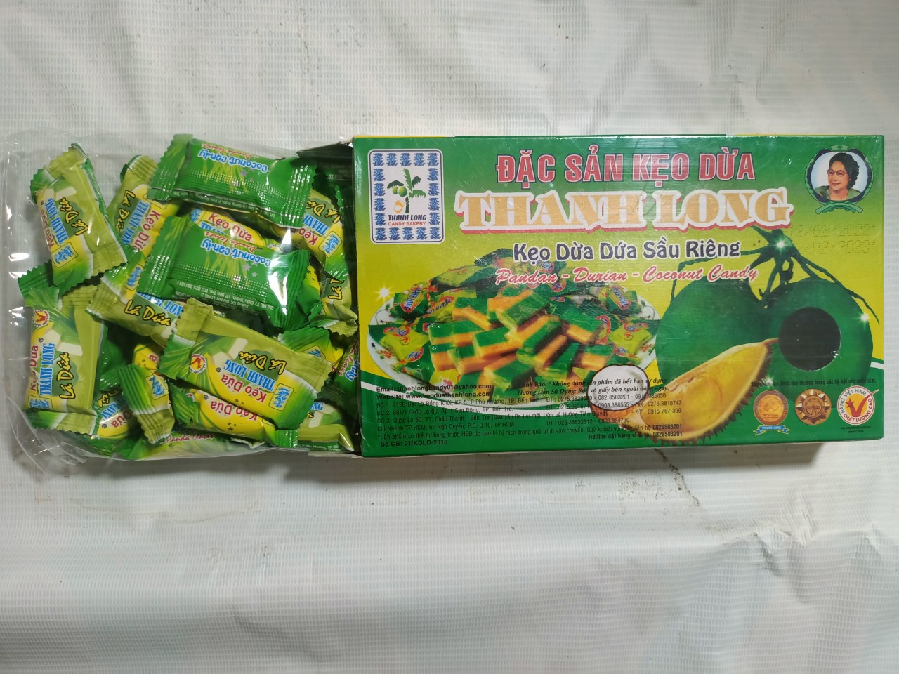 Kẹo Dừa Lá Dứa Sầu Riêng Thanh Long 400gr