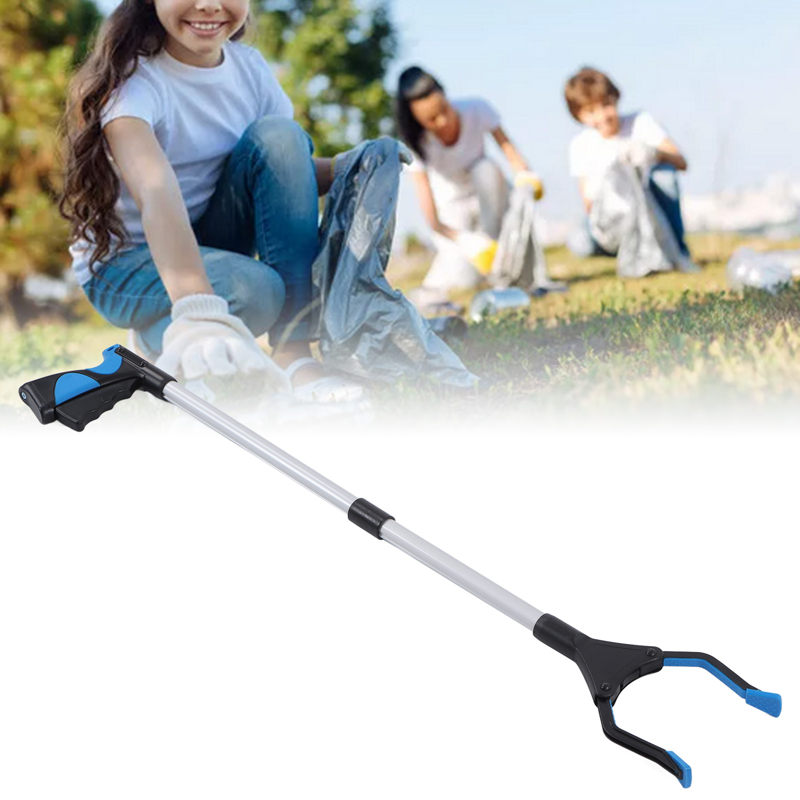 Trash Grabber Folding Design Durable Wearable Reacher Grabber Pickup Tool Aluminum Alloy ABS Material for Home for Office for Camping