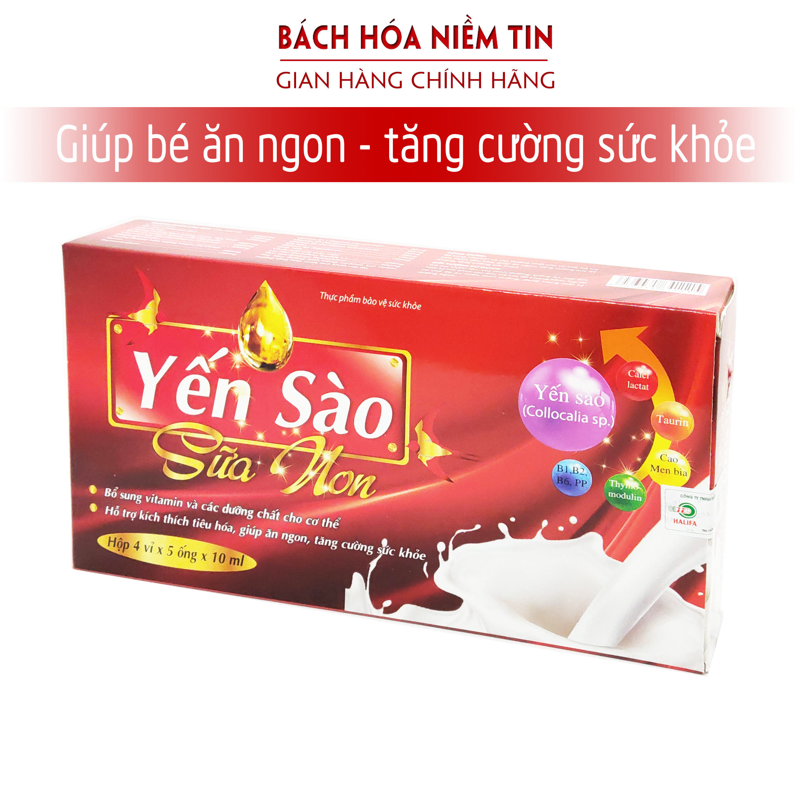 Siro Yến Sào Sữa Non  - Thành phần yến sào tự nhiên giúp ăn ngủ ngon, tiếu hóa tốt, tăng đề kháng cho trẻ từ 6 tháng tuổi - Hộp 20 ống Hàng Chính Hãng