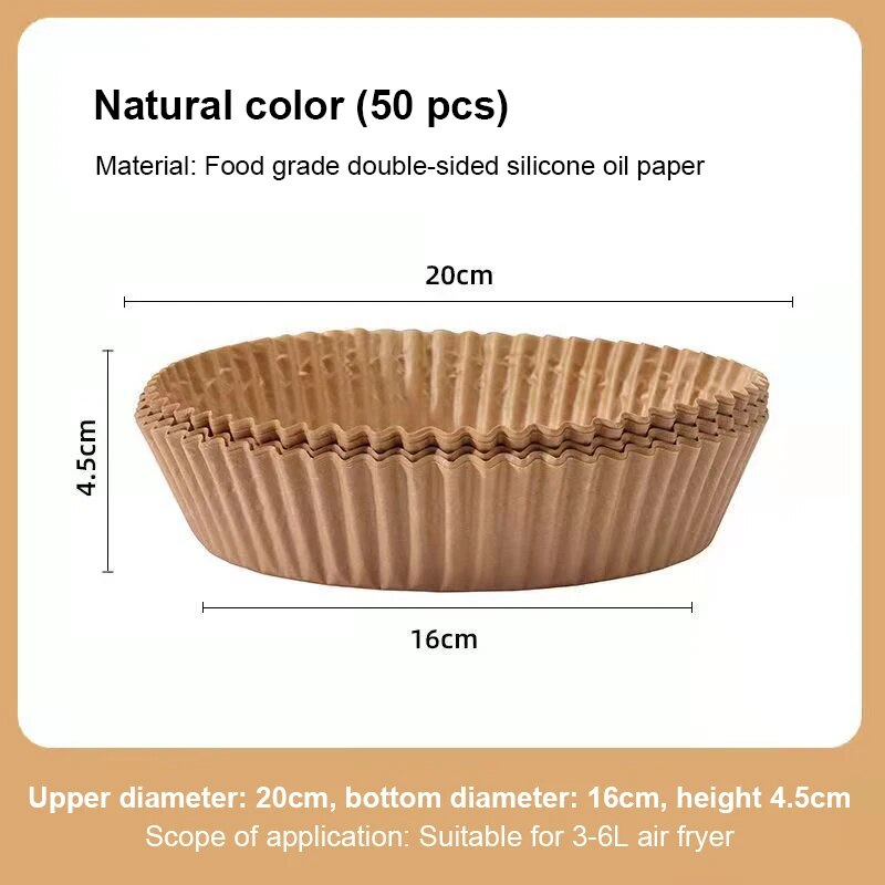 【The-Best】 50/100pc Oil Paper Holder For Air Fryers Disposable Baking Oil Absorbing Baking Tray Paper Food Grade Non Stick Kitchen.
