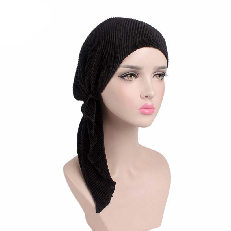 【EleganceEssence】Muslims Women Ruffle Turban Hat Scarf Cotton Chemo ...