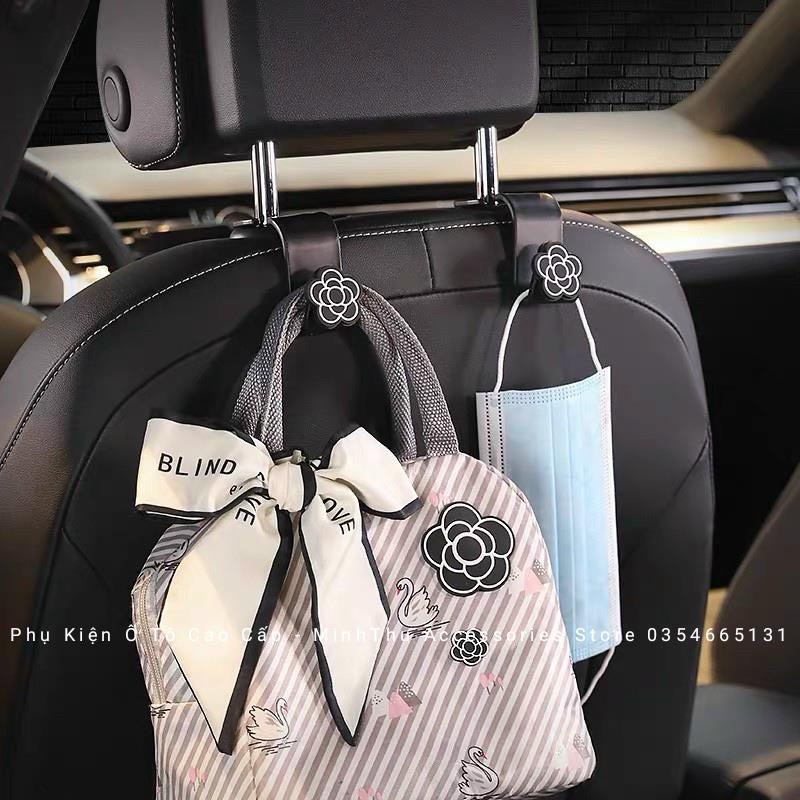 Móc treo đồ ô tô hoa trà trang trí xe hơi siêu xinh