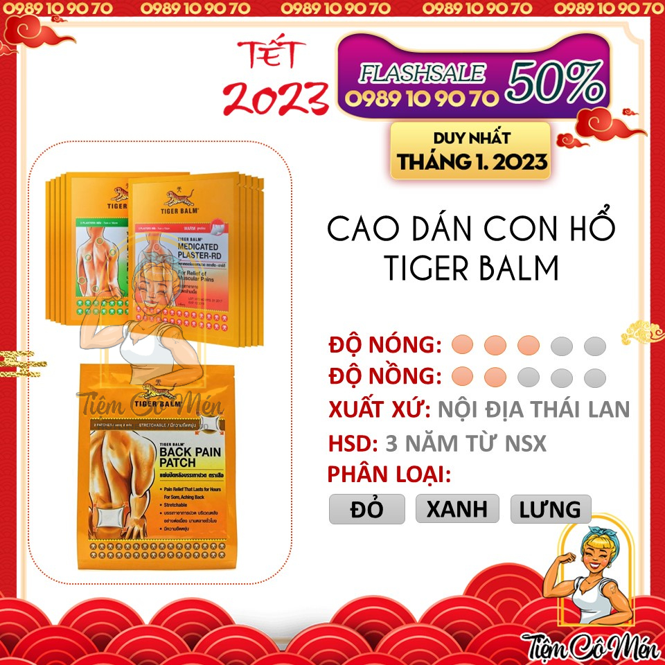 Cao dán con hổ thái lan đủ size - tiger balm medicated plaster- rd warm & cool & back patch