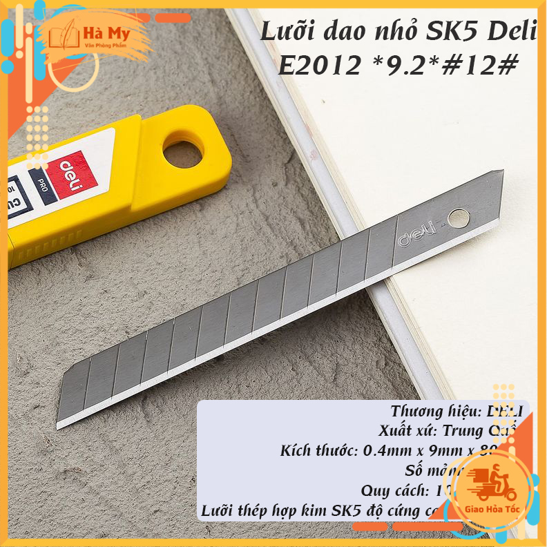 Lưỡi dao rọc giấy nhỏ deli E2012 Hợp kim thép SK5
