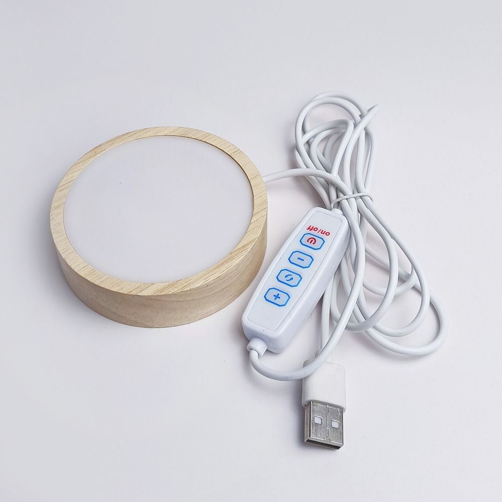 Pieping tròn bằng gỗ hỗ trợ usb giá đỡ quả cầu pha lê giá trưng bày đế hiển thị đèn led đế đèn ngủ