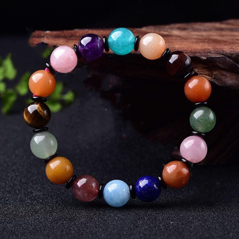 Natural Jade Bracelet varied Colourful Round beads Rainbow color Crystal Bracelets Gorgeous dazzling