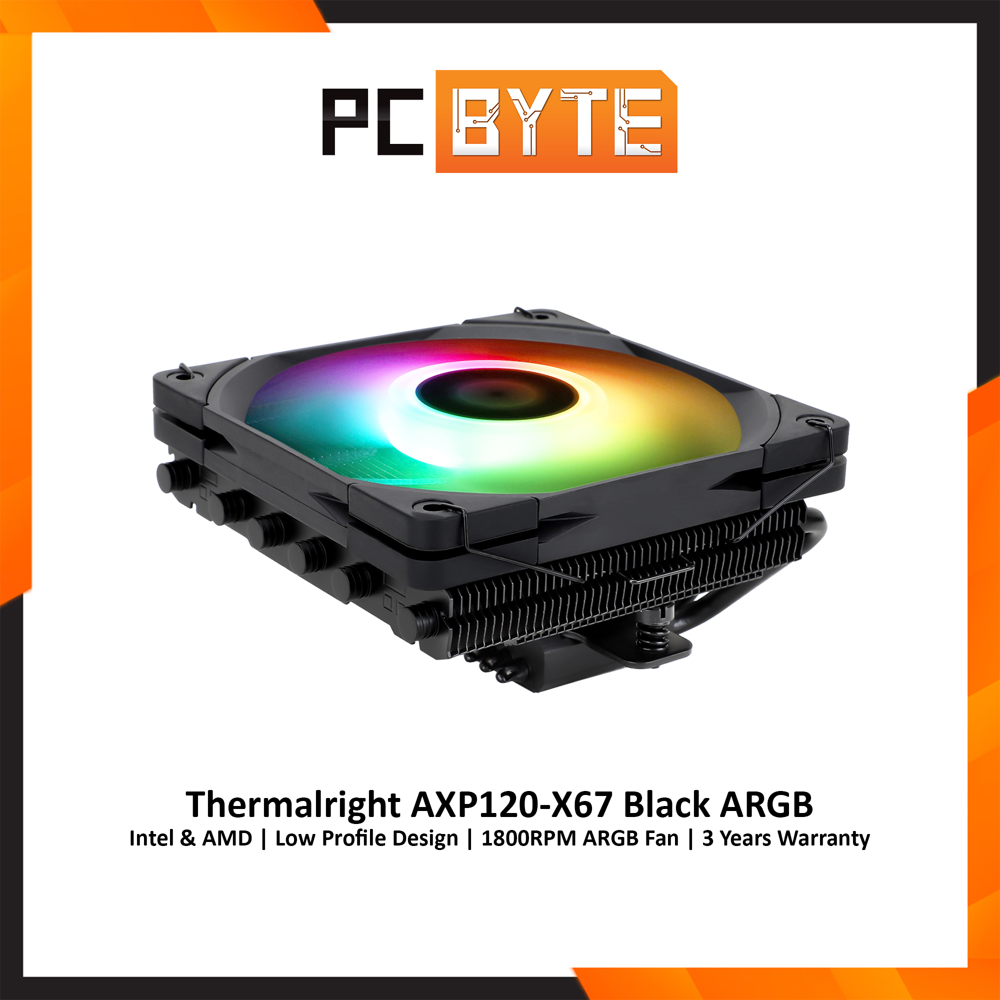 Thermalright AXP120-X67 WHITE ARGB low-profile CPU-luchtkoeler met rechte 120 mm TL-C12015W-S PWM-ventilator, 6 heatpipes, 67 mm hoogte, voor AMD