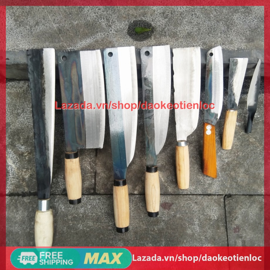 Bộ dao nhà bếp 8 món thép tốt cán thép cán gỗ sắc bén