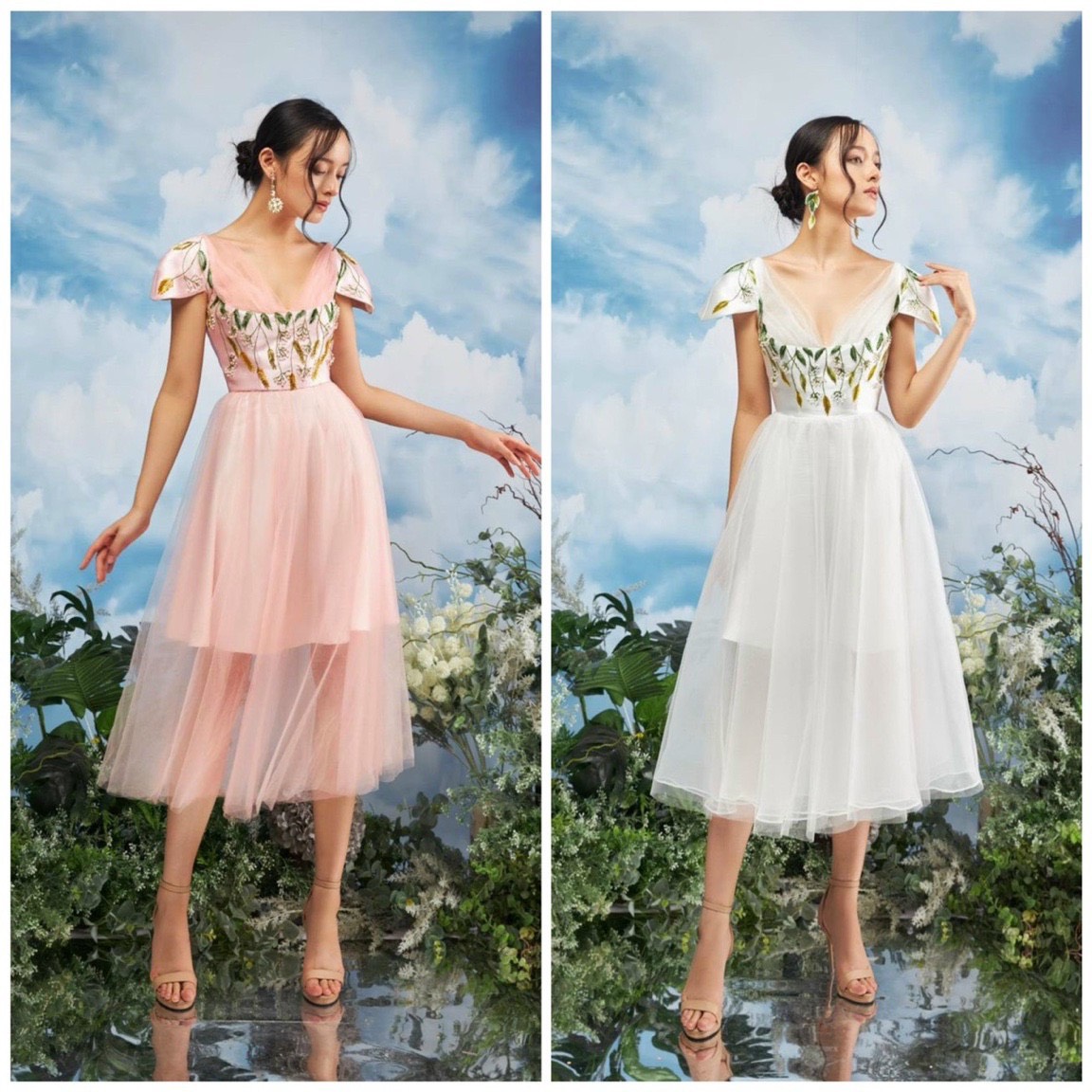 Đầm dự tiệc công chúa tay phồng búp thêu hoa TRIPBLE T DRESS - Size M/L - MS47Y