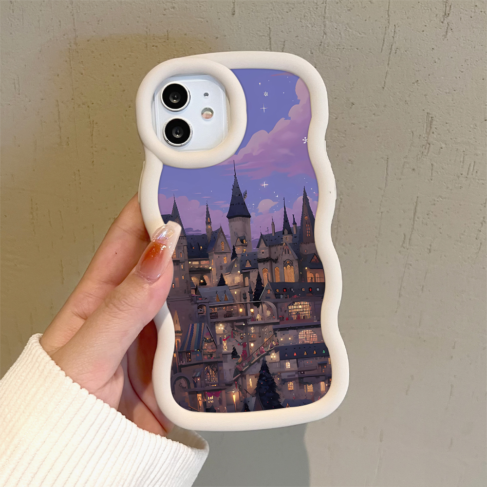 AMORVOR for Realme C15 Back Cover Princess Castle Pattern Luxury Phone Case Macaron Wave Soft Silicone Mobile Cover. 