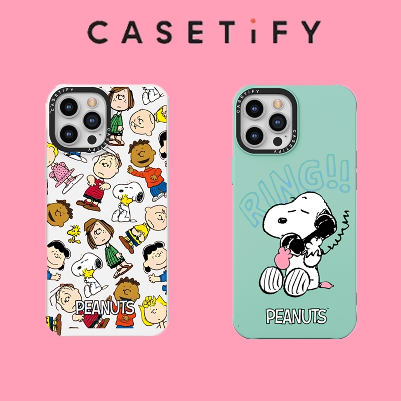 Peanuts Casetify Ring Snoopy Casing Apple iPhone 7 8 Plus X XS XR 11 12 13  Pro Max Soft Liquid Silicone Flocking Case Cover 