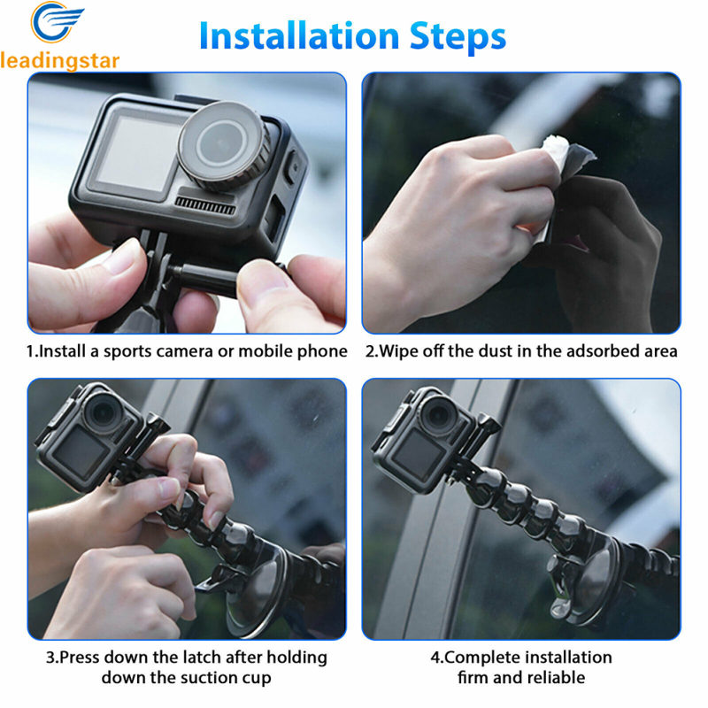 LeadingStar Fast Delivery Car Suction Cup Mount Phone Holder Adjustable Angles Video Navigation Bracket Compatible For Gopro Action Camera