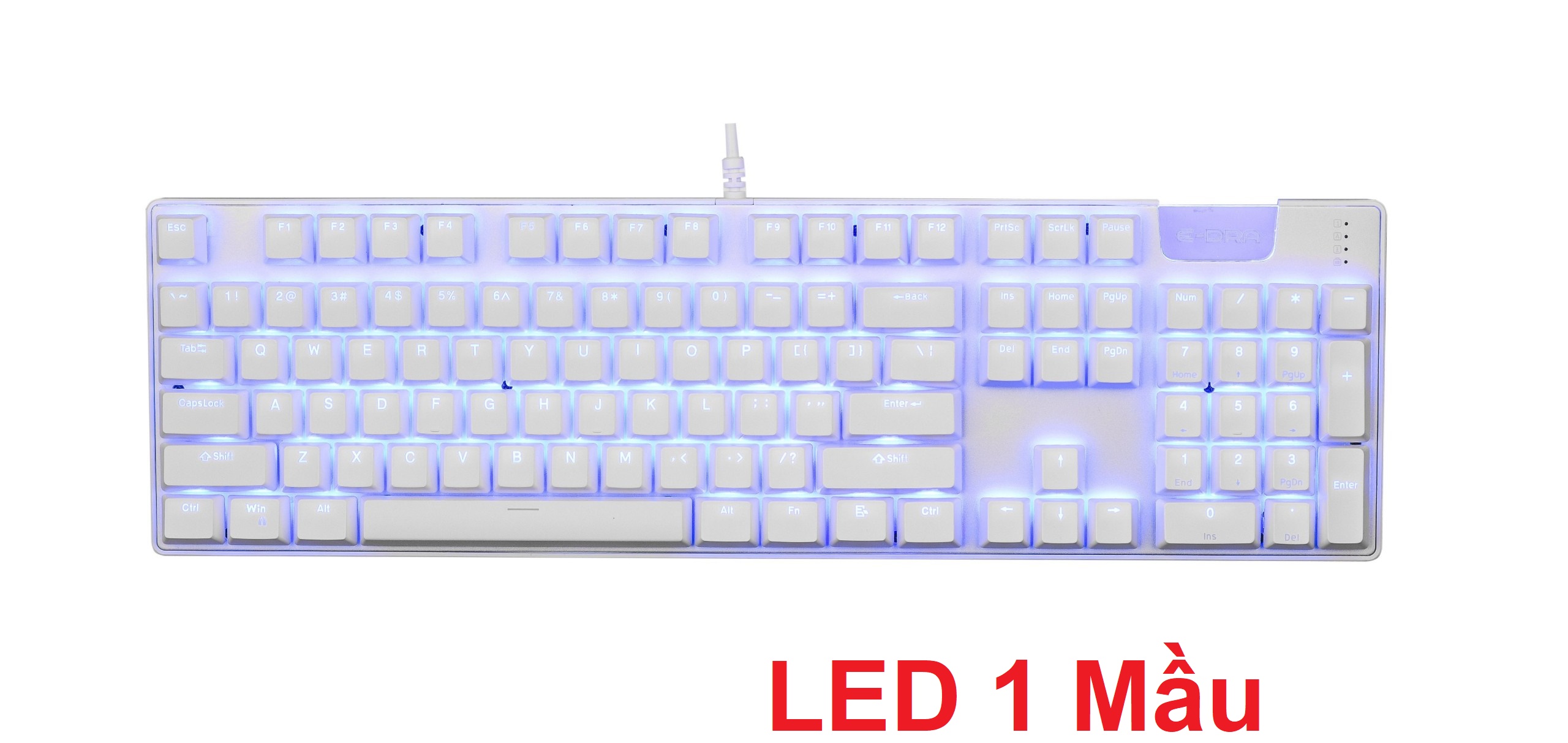 Bàn Phím Cơ EDRA EK312 Trắng LED Rainbow (Blue , brown , Red E-Dra switch )