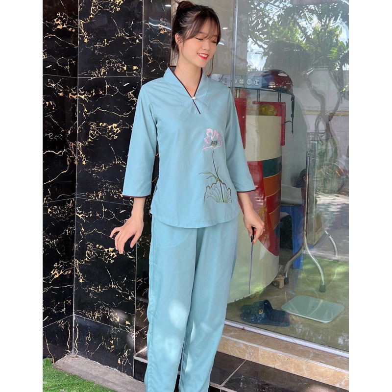 Đồ lam đi chùa# nút ngọc cao cấp