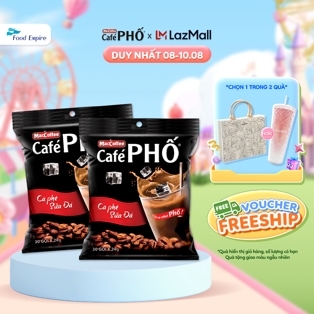 Combo 2 Túi Cà phê Phố Sữa Đá - Maccoffee (túi 30 gói x 24g)