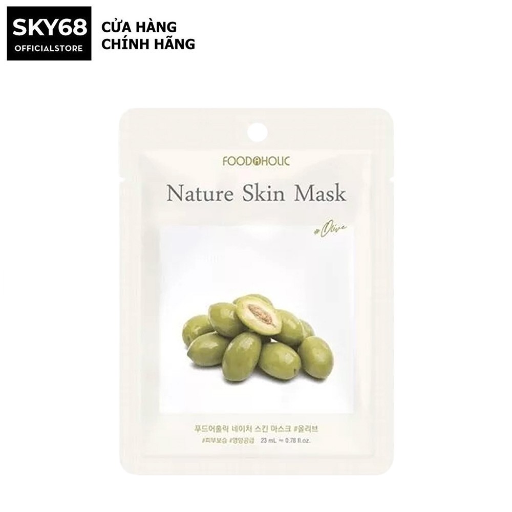 Mặt nạ olive cấp ẩm, chống lão hoá foodaholic nature skin mask 23g - olive
