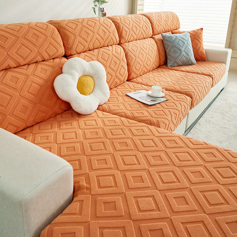 Geometric Jacquard Fleece Sofa Mattress Home Decor Chaise Lounge Covers Armchair Sofa Slipcover