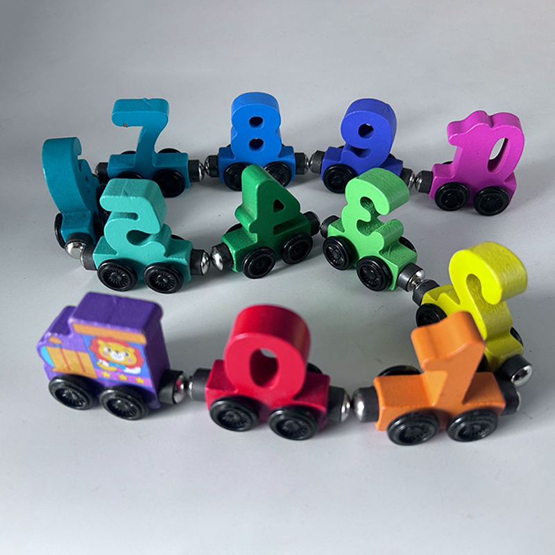 1 Set Wooden Magnetic Number Train Toys Montessori Educational Toy ...