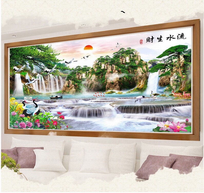 Tranh thêu phong cảnh khổ lớn 237x1m