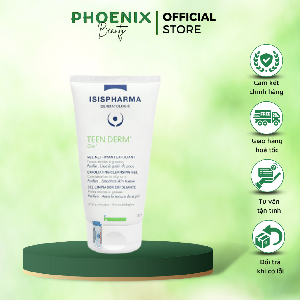 Sữa rửa mặt isis pharma teenderm gel 150ml - gel rửa mặt giảm nhờn, ngừa mụn
