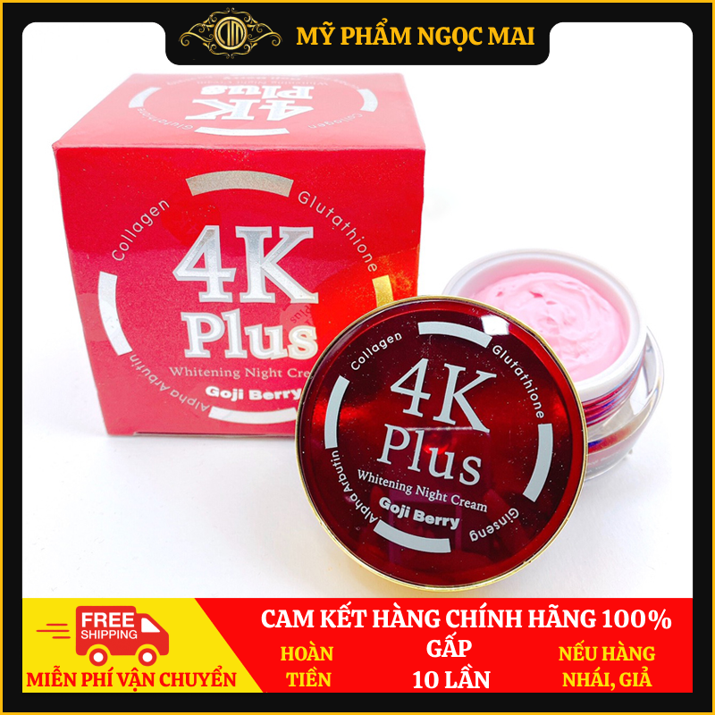 Kem dưỡng trắng da, ngừa mụn ban đêm 4k plus whitening night cream goji berry thái lan chính hãng 20g