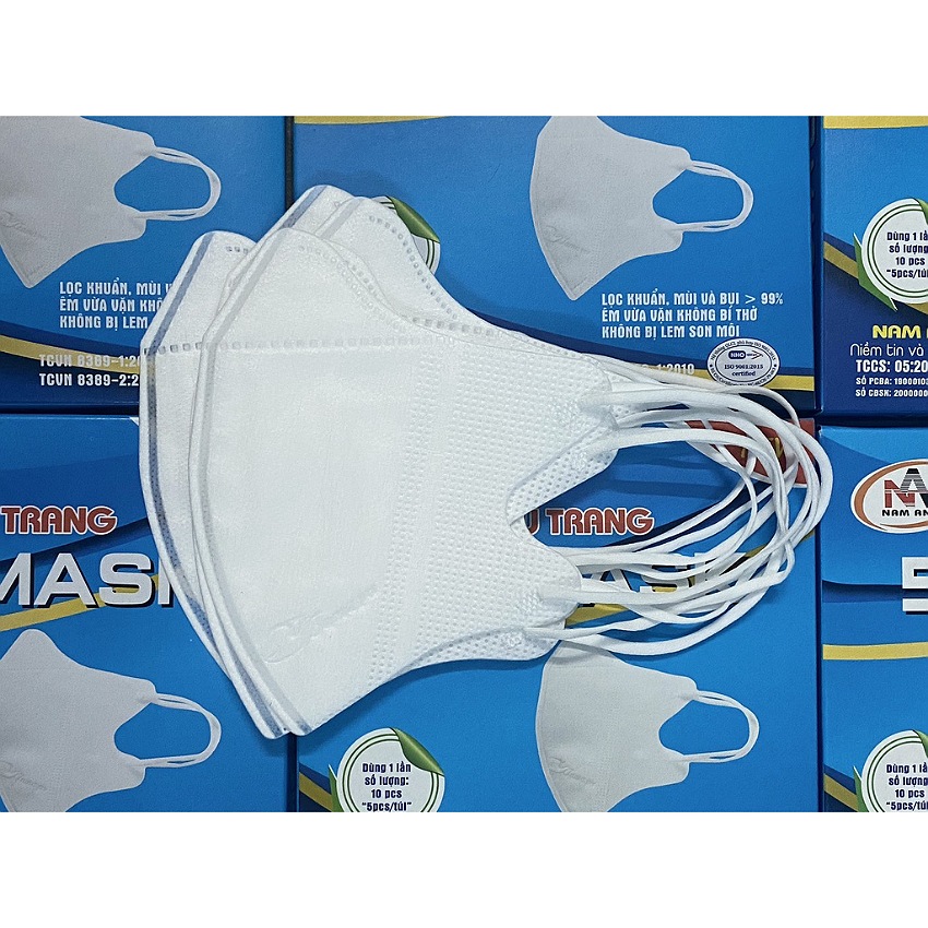 Khẩu trang 5D mask Nam Anh Famapro, hộp 10 cái, 3 lớp vải kháng khuẩn, thiết kế ôm kín khuôn mặt, quai thun co dãn tốt, nhiều màu, cotienshop87