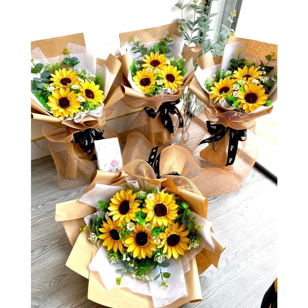 Đầu bông hoa hướng dương lụa trang trí