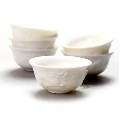 6 bộ Trung Quốc chén gốm cá ly màu xanh và trắng ấm trà nhỏ Sứ Tea Bowl Tea Cup teaset phụ kiện uống drinkware