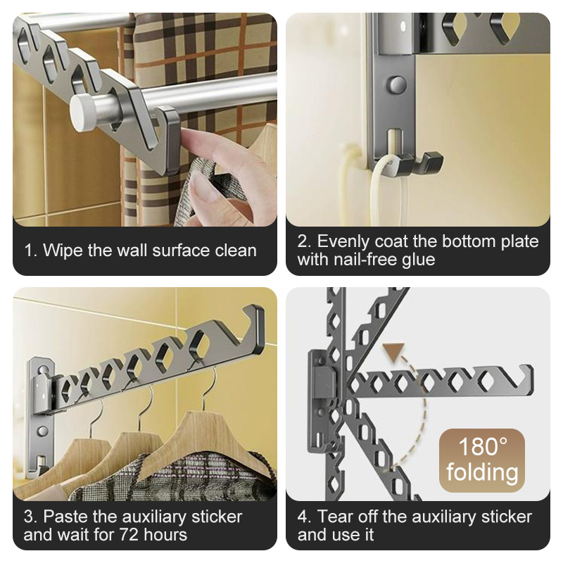 Clothes Drying Rack, Multi-Purpose Foldable Clothes Hanging Rack, for Balcony/Bedroom/Wardrobe/Bathroom, Space Saving, Easy Installation