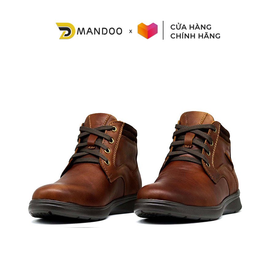 Giày Boot Nam Cổ Lửng Tăng Chiều Cao Mandoo Da Bò Thật NB3 Màu Nâu