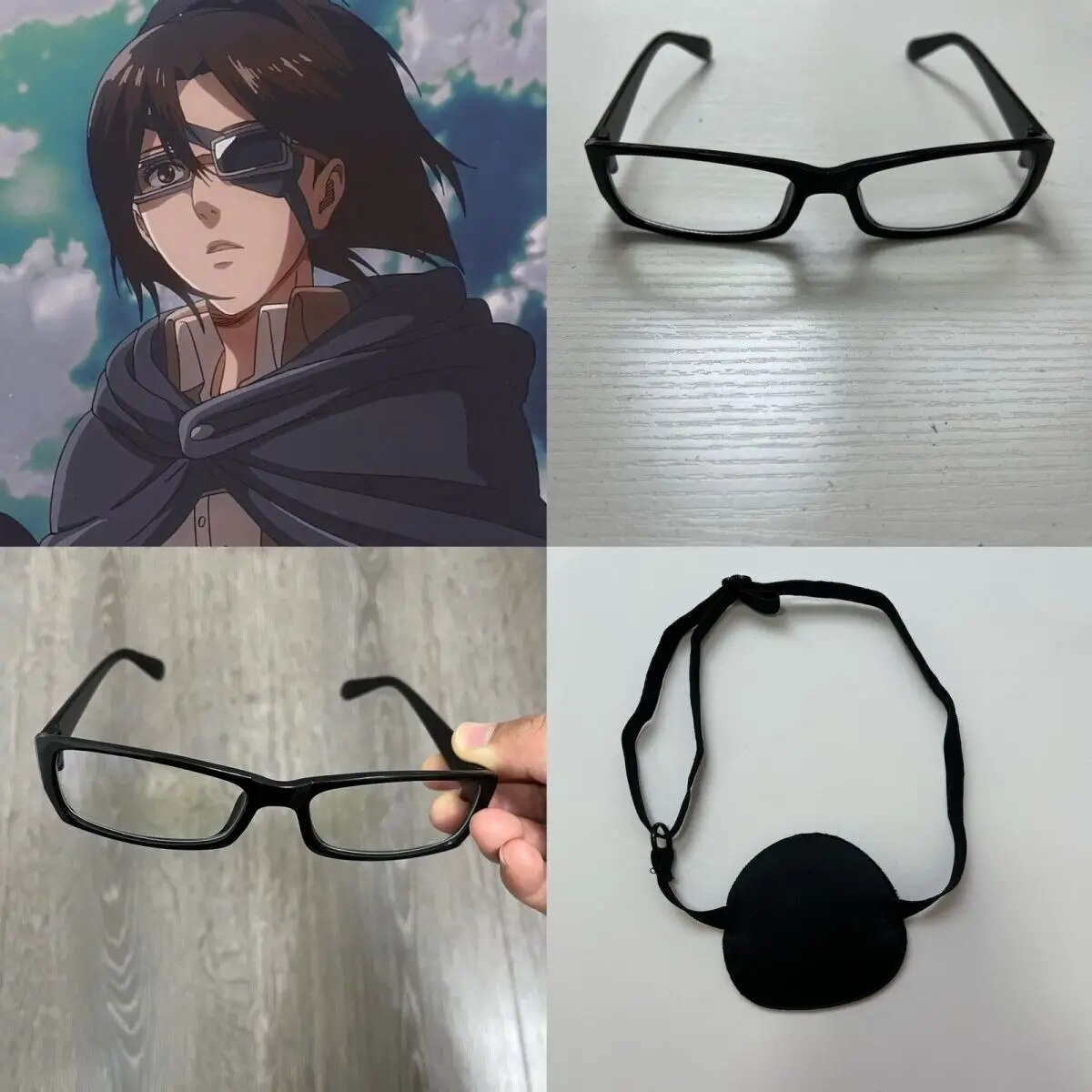 【Hot demand】 Attack On Titan Hange Zoe Cosplay Eyeglasses Eye Glasses Eye Patch Halloween Cosplay Costume Accessory
