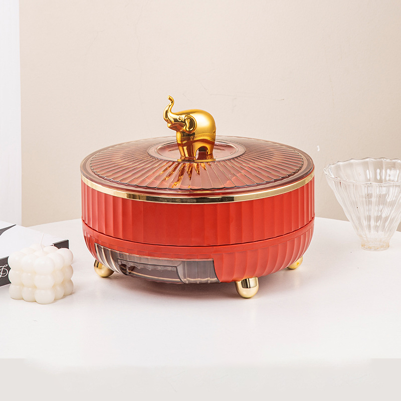 KS Rotating fruit plate, home living room, coffee table, creative melon seeds, snacks, dried fruits, nuts, candy, storage box, gridded fruit plate