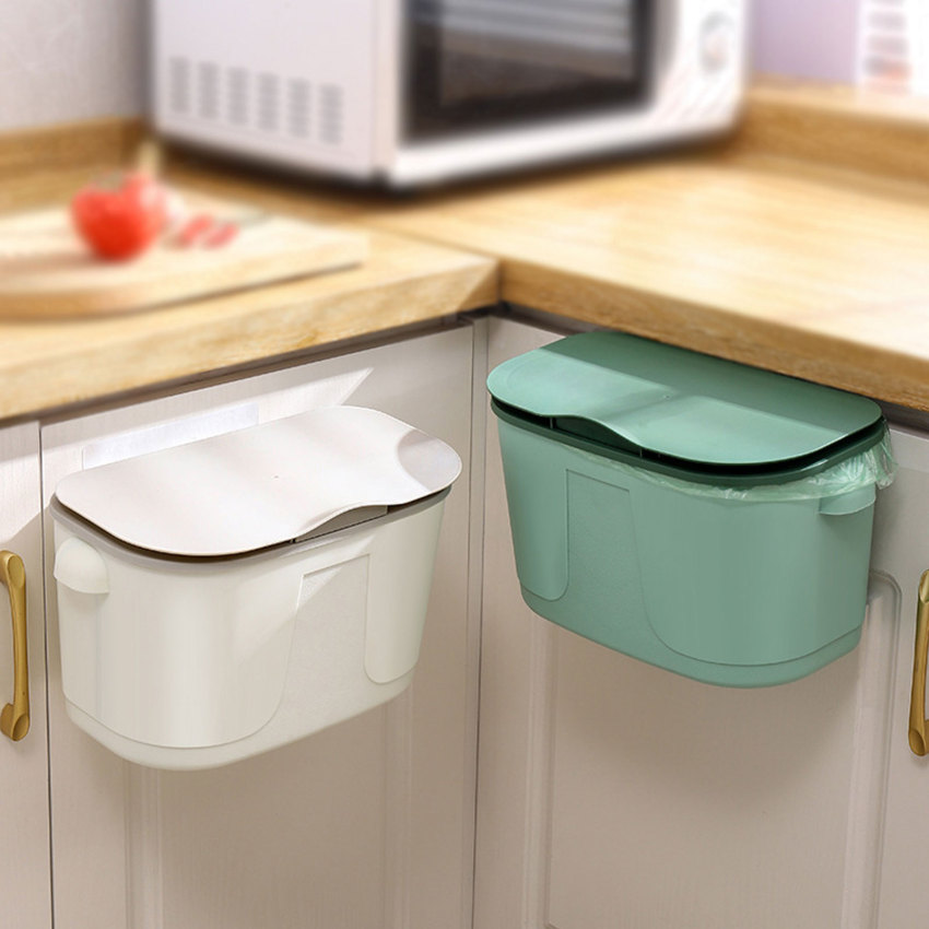 Treo Thùng rác cho nhà bếp dung tích lớn nhà bếp tái chế rác giỏ gắn tường phòng tắm thùng rác gấp cho xe hơi với nắp