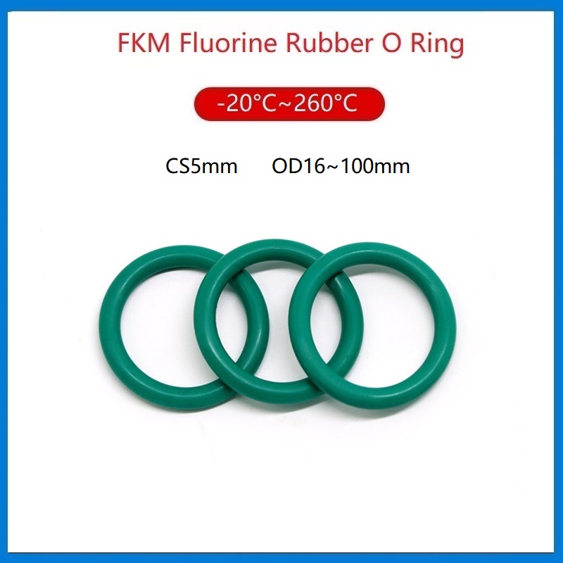 20/10/5pcs cs5mm od16~100mm green fkm fluorine rubber o ring sealing gasket insulation oil high temperature resistance green