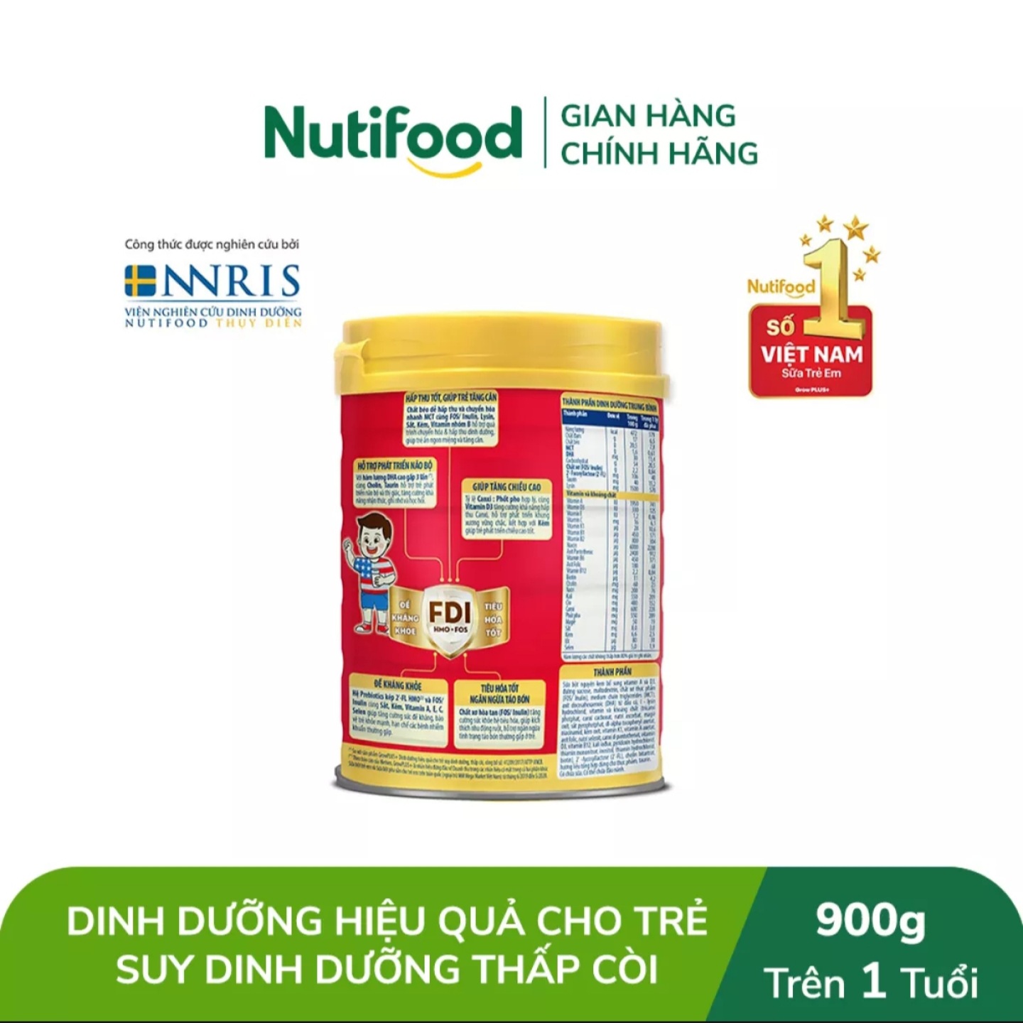 (Expiration Date August 2027) (New Model) Grow Plus+ Powdered Milk No. 1+ Can 850g for Malnourished and Stunted Children (Red).