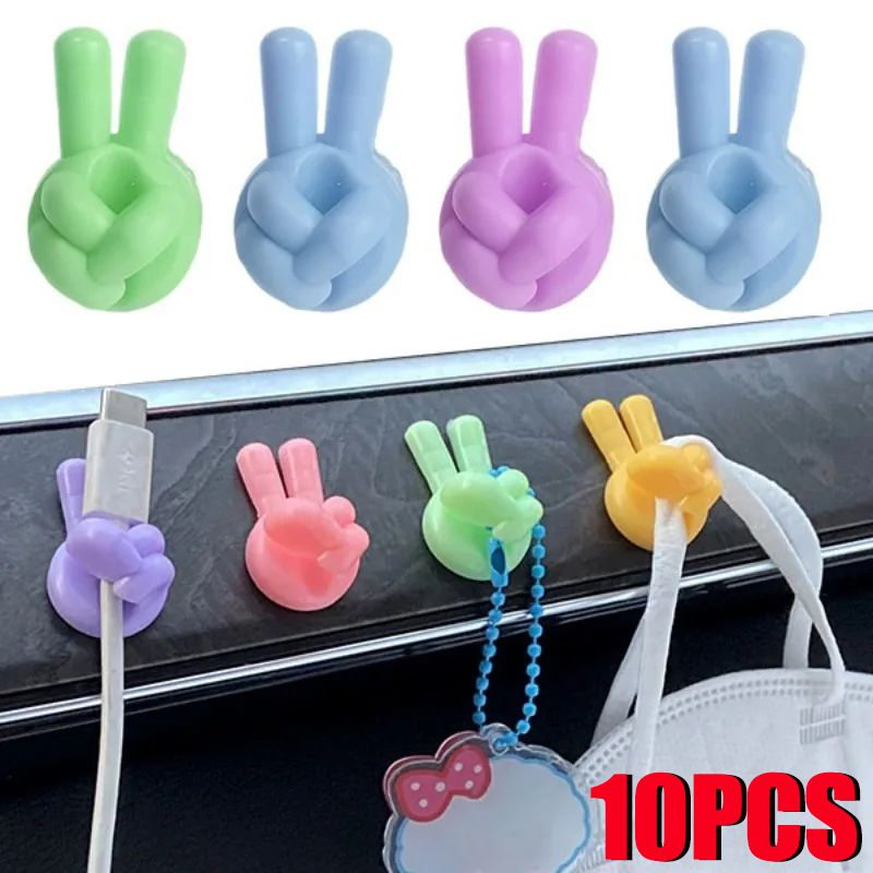 10PCS New Car Dashboard Data Cable Clips Self-Adhesive USB Line Hub Wire Holder Fixing Clamp Office Desk Wire Organizer Finger Hooks