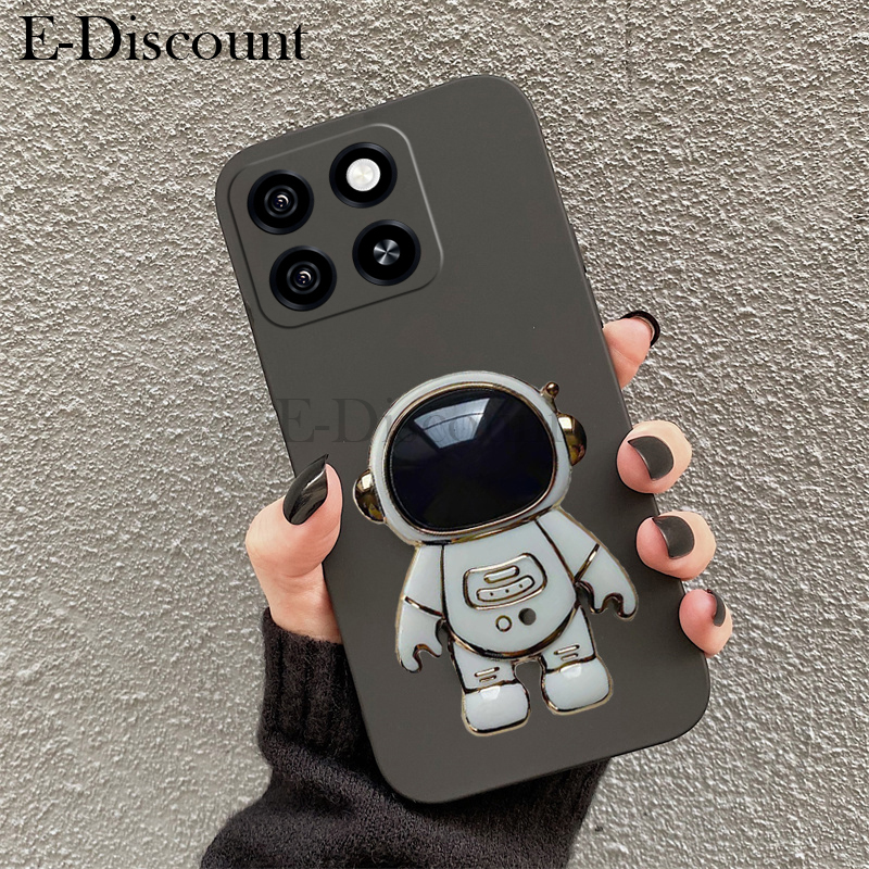 Cartoon Astronaut Stand Phone Case for ZTE Blade A35 A55 Smooth Dustproof Soft TPU Back Cover Design. 