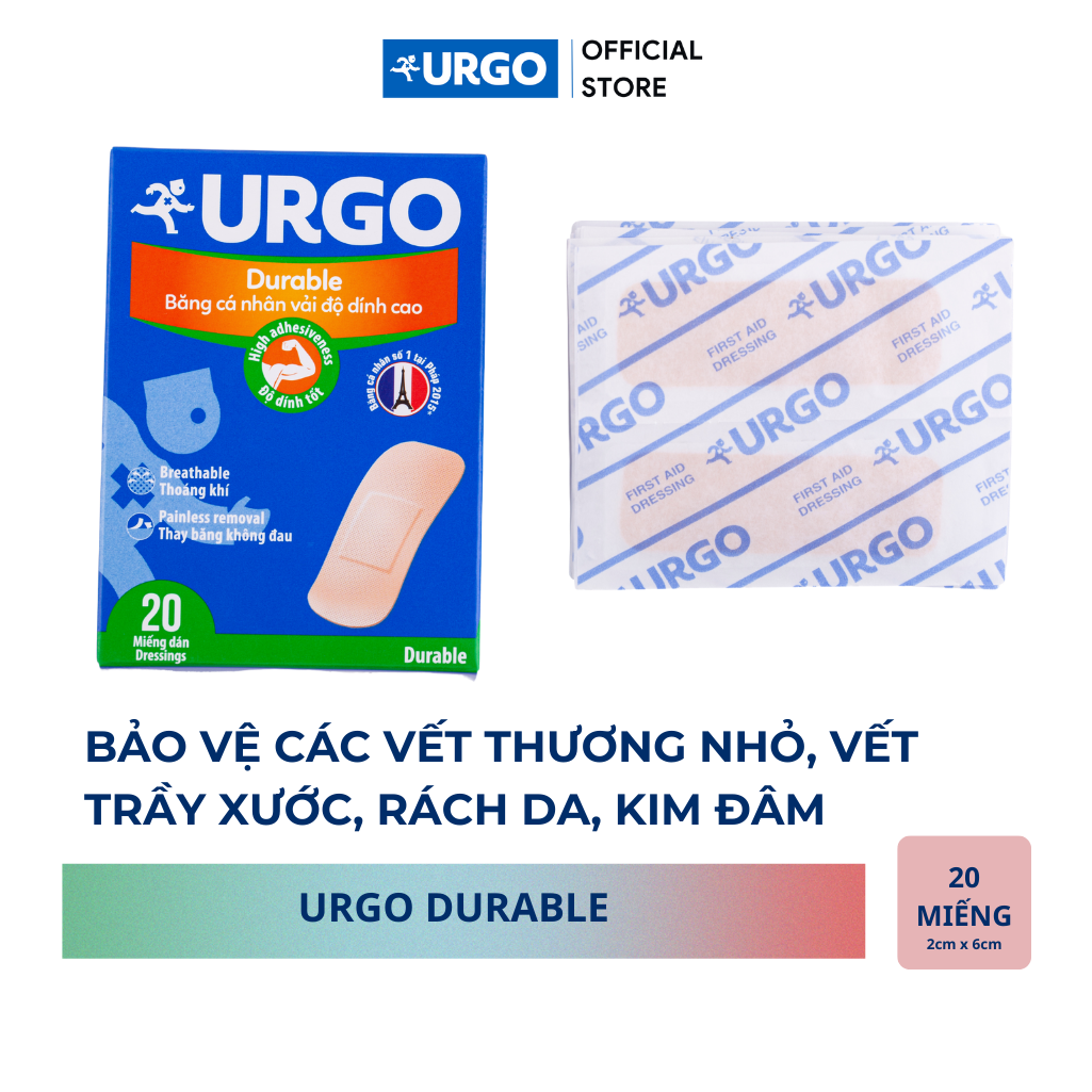 Băng cá nhân vải Urgo Durable (Hộp 20 miếng)