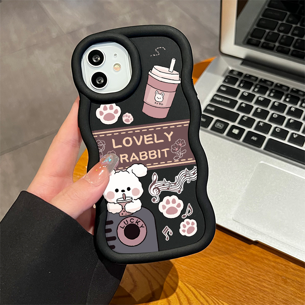 Hontinga for Redmi Note 13 12 11 10 9 Pro 4G Note 13 Pro Plus Xiaomi Poco M2 Pro Back Cover Music Rabbit Luxury Phone Cover Soft Silicone Macaron Wave Mobile Case. 