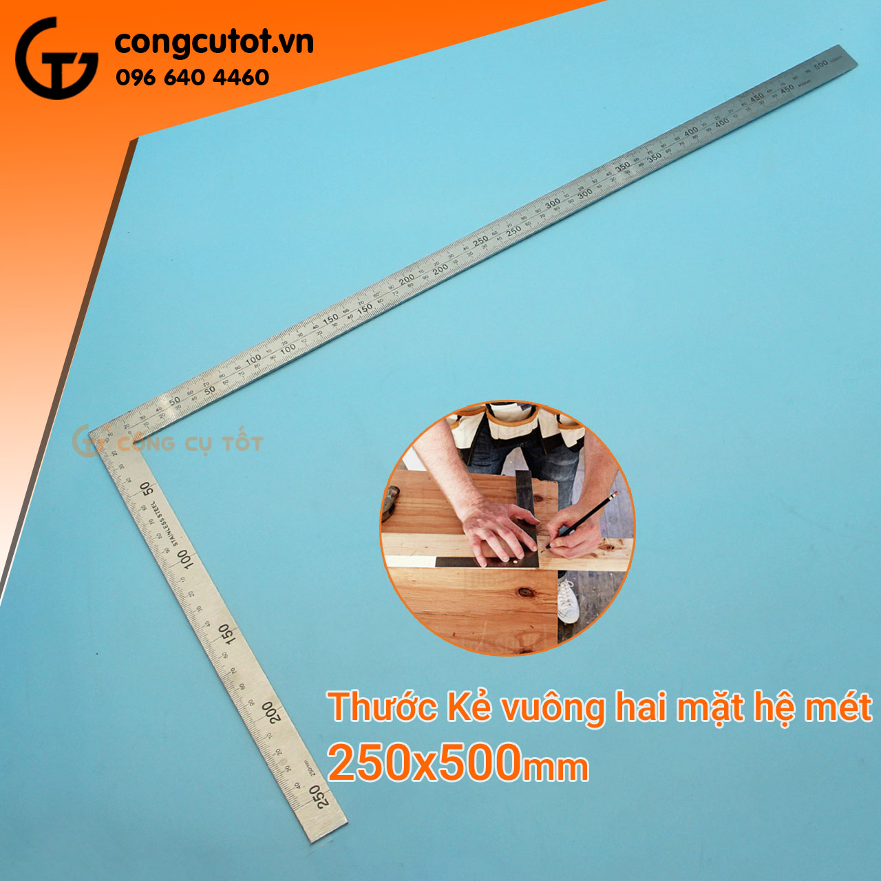 Thước đo góc vuông 2 mặt hệ mét