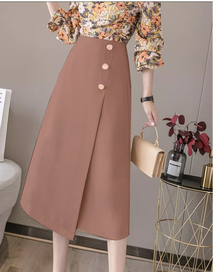 [HCM]Chân Váy Dài Chữ A Phối Nút Stella ❣️