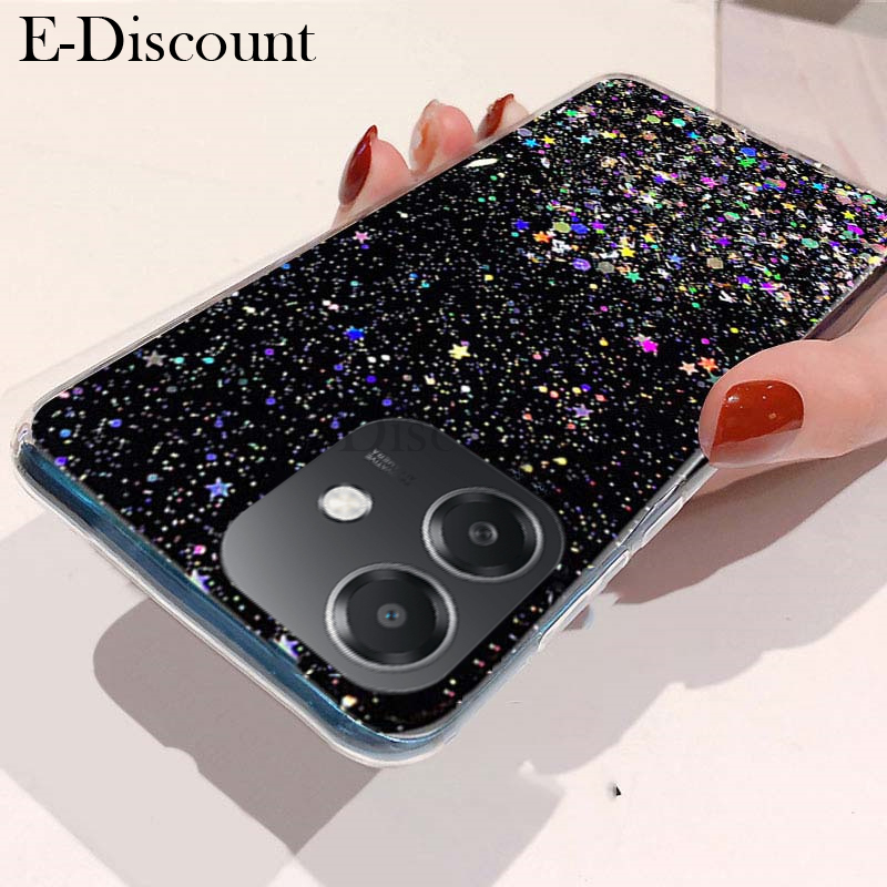 New Phone case OPPO A5i case Glitter Bling Sequins Starry Sky Transparent Soft Full Stars Moon for OPPO A5i case. 