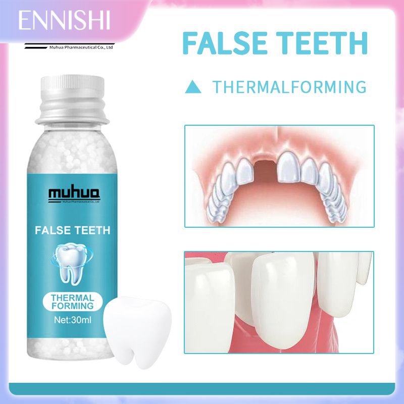 ENNISHI Muhuo 2 Pcs 30ml Temporary Tooth Repair Kit Repair Denture Adhesive Resin Solid Glue False Teeth Filling Teeth Gaps Moldable False Teeth Solid Glue Denture Adhesive